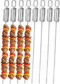 BBQ Skewers, Premium 304 Stainless Steel BBQ Skewers,15 Inch Heavy Duty Metal Kabob Sticks for Grilling, Reusable & Dishwasher Safe (Single fork8)