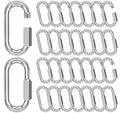 M4-30 Pack 1.61“ Quick Links Chain Connectors, 5/32″ Galvanized Chain Locking Carabiners Hooks, 330LBS Heavy Duty Thread Quick Link Clips, Twist Oval Keychain D Shape for Swing, Camping