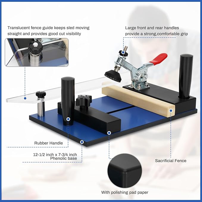 Rail Guide Coping Sled for Router Table,with 3 Packs Roundover Router Bit,Precise Clean Joints, Cabinet Doors, Drawer Fronts, Coping Jig For Router (5” Wide x 1-1/4”)