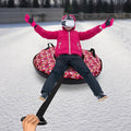 Snow Tube, Oxford Cloth Inflatable Sledding Tube with Cushion, 35.43in Towable Snow Sleds for Kids and Adult, Inflatable Sled for Outdoor Skiing, Sand Sliding, and Grass Sliding
