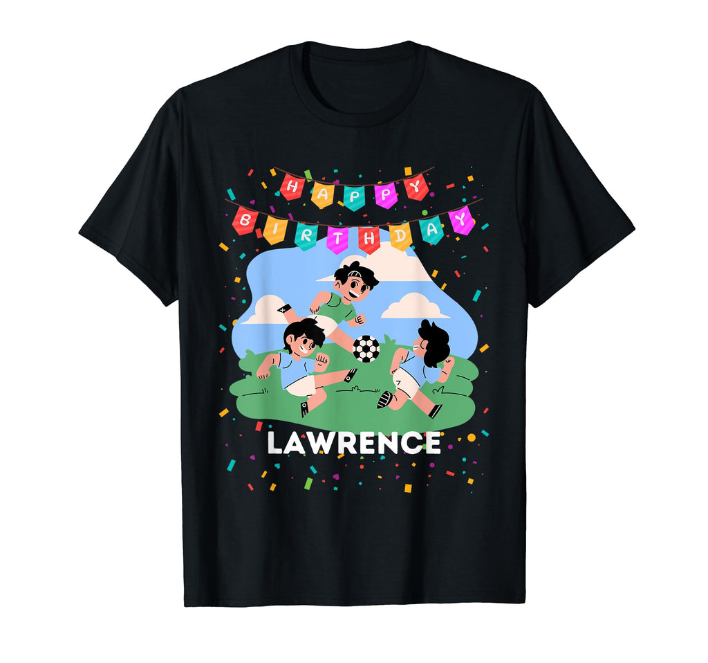 Birthday Lawrence Soccer Theme Party T T-Shirt - Custom Art Print Unisex