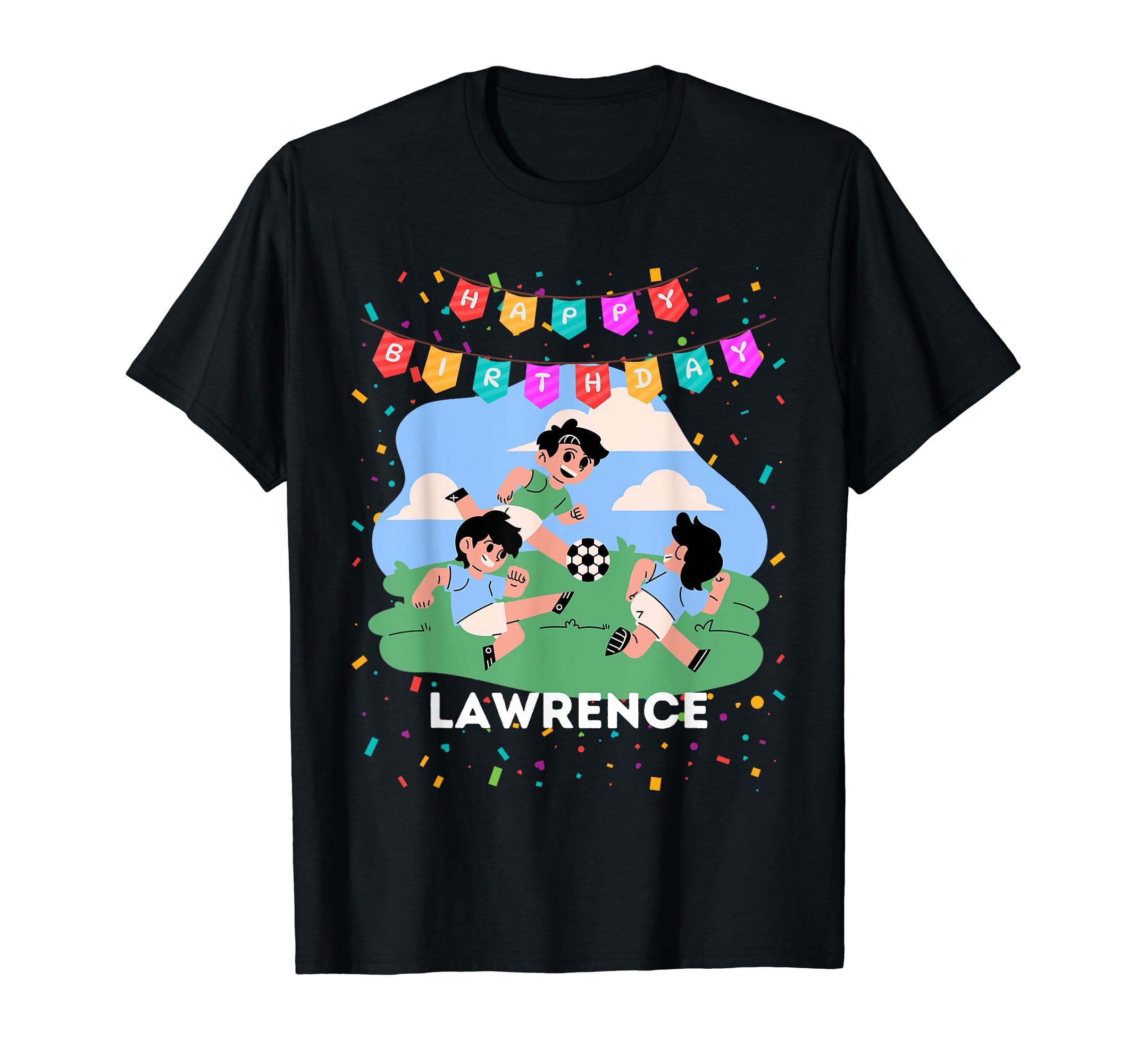 Birthday Lawrence Soccer Theme Party T T-Shirt - Custom Art Print Unisex