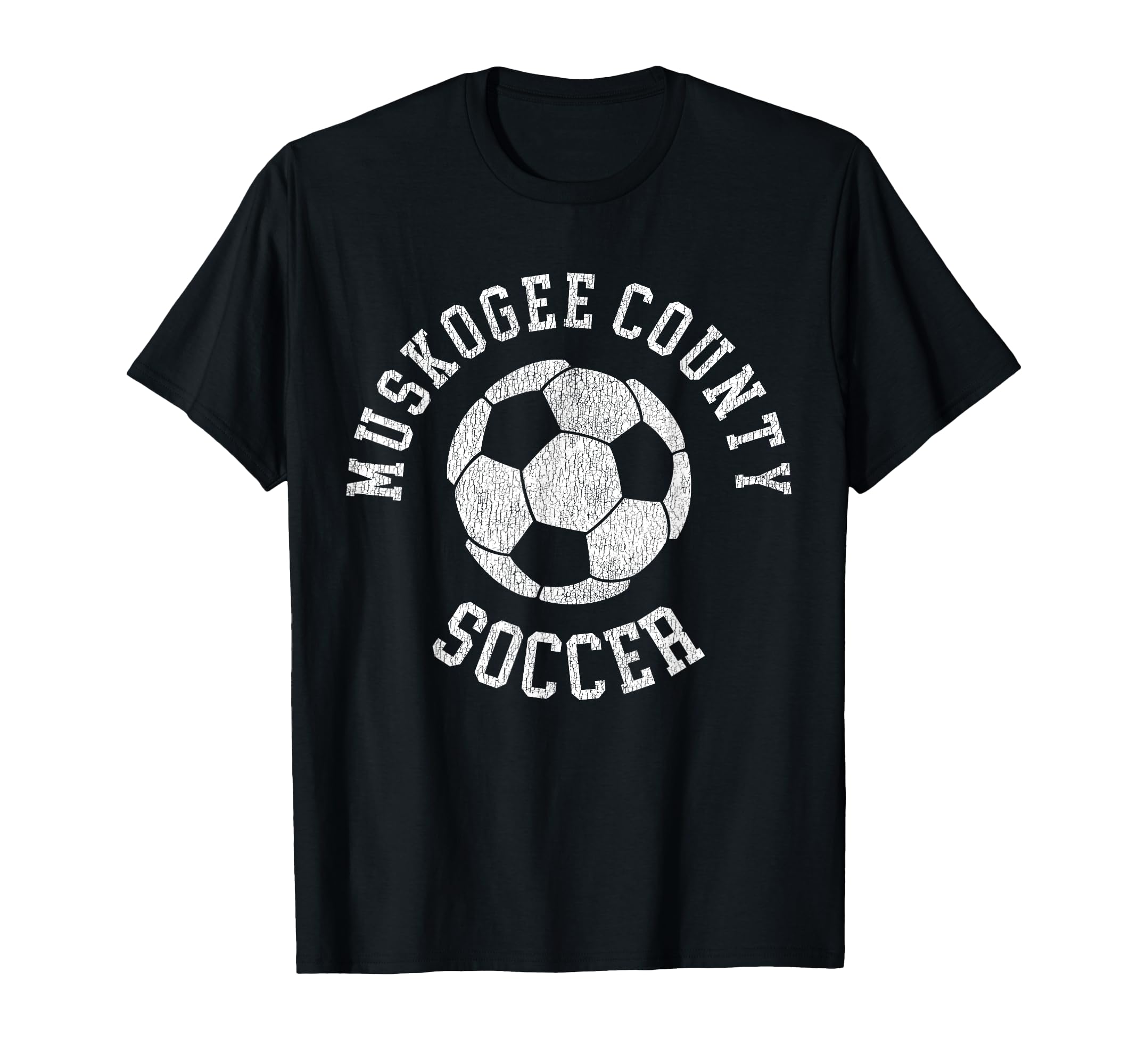 Muskogee County Soccer Distressed T-Shirt - Fun Novelty Design Men Women