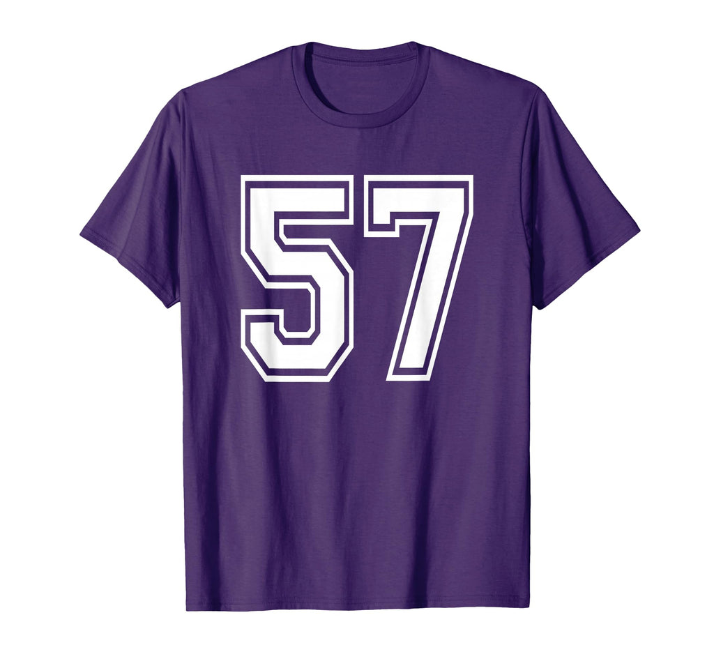 Number 57 Numbered Uniform Sports T-Shirt - Graphic Print for Adults