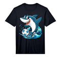 Soccer Shark Playing Ball Animal Sports T-Shirt - Graphic Print Unisex
