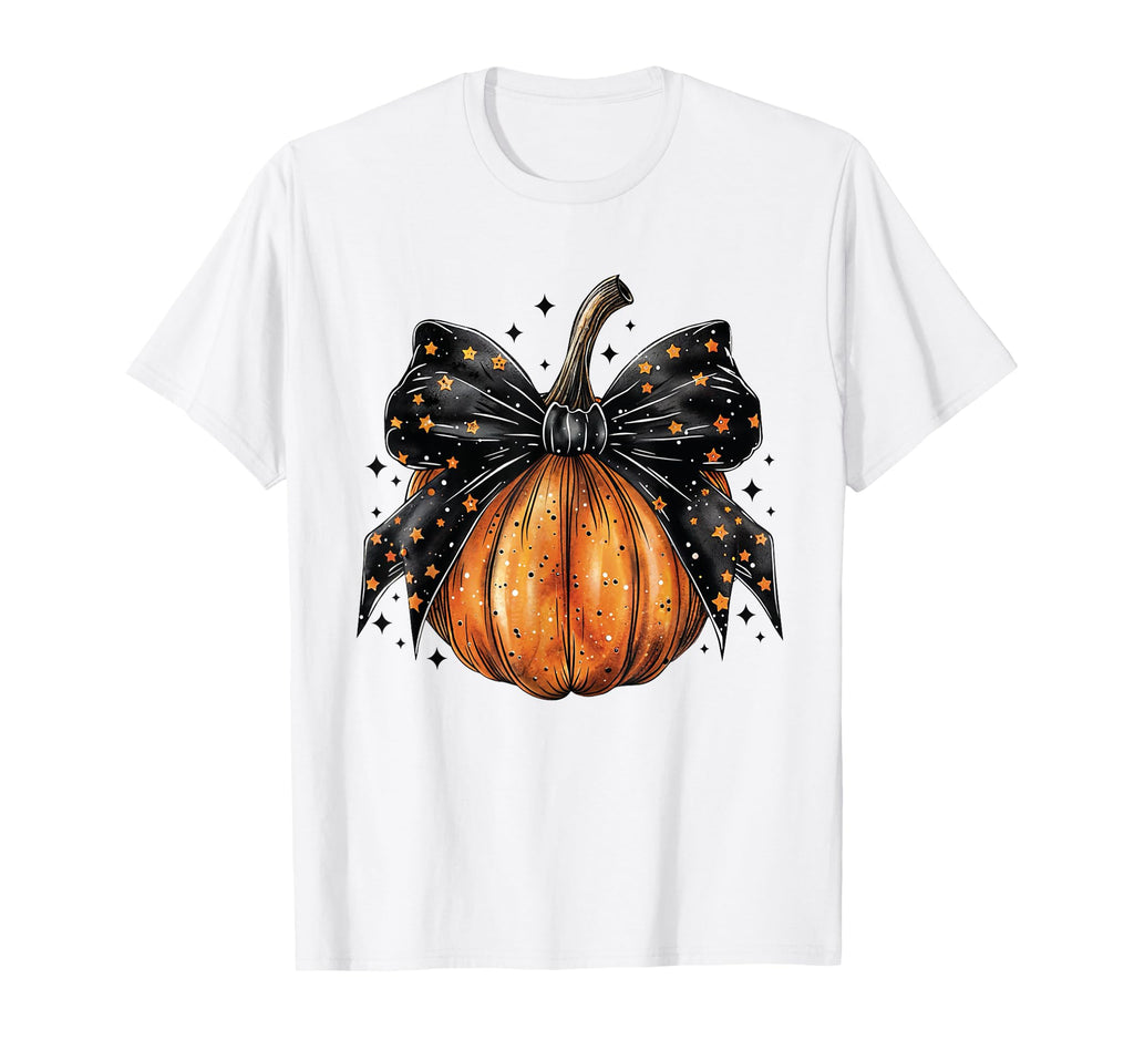 Coquette Bow Pumpkin Halloween T-Shirt - Fun Novelty Design Unisex