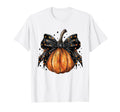 Coquette Bow Pumpkin Halloween T-Shirt - Fun Novelty Design Unisex