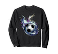Blue Fire Soccer Ball Liquid Motion Sweatshirt - Streetwear Style Unisex