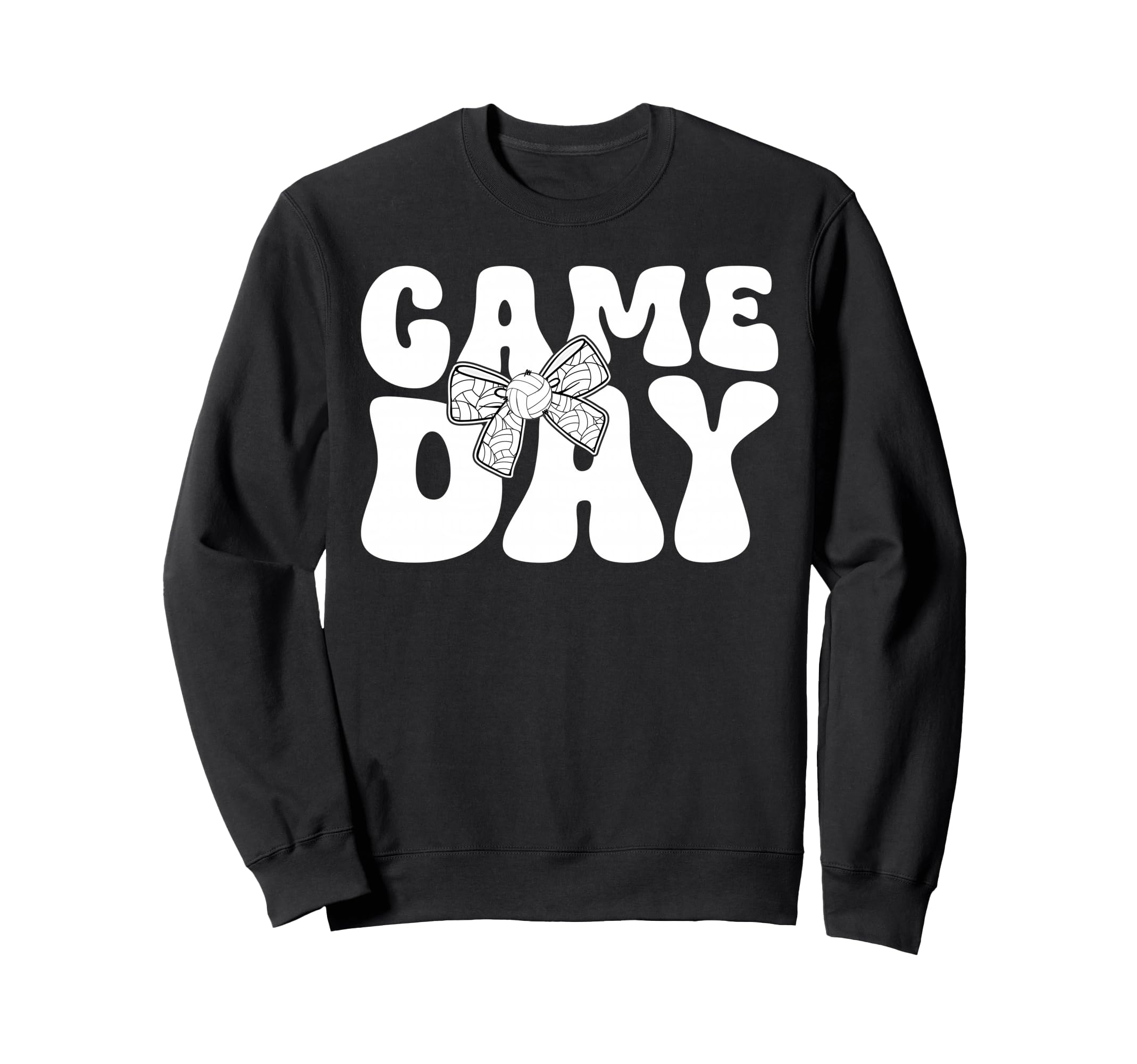 Groovy Volleyball Game Day Bow Game Sweatshirt - Trendy Graphic Men Women