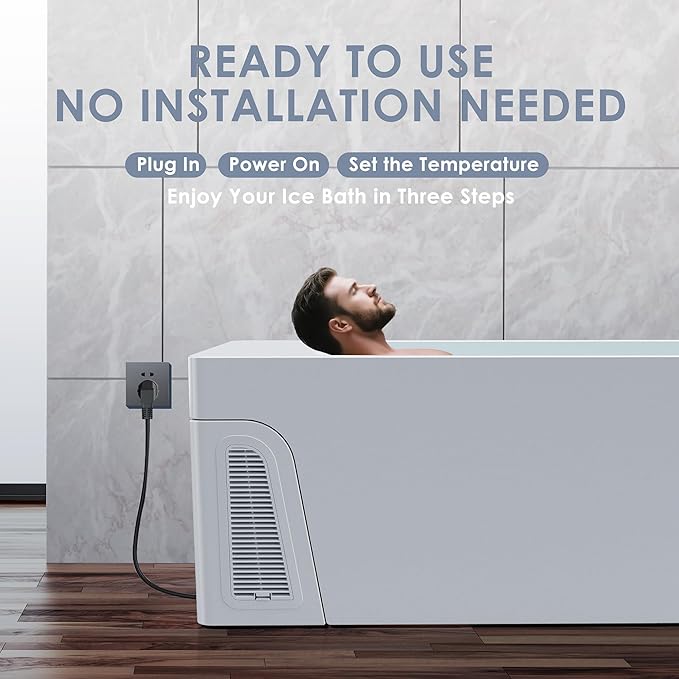 Deeptime Smart Cold Plunge Tub with Basin, Built-in Chiller (Down to 38 °F) – Smartphone Controlled, Whisper-Quiet, Spacious Design for Full-Body Recovery & Cold Therapy,White
