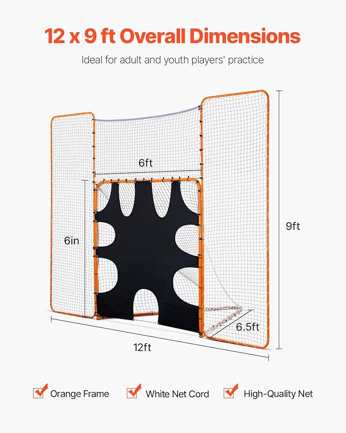 VEVOR Portable Lacrosse Goal - Complete Training Accessory Set with Extended Coverage for Youth and Adults