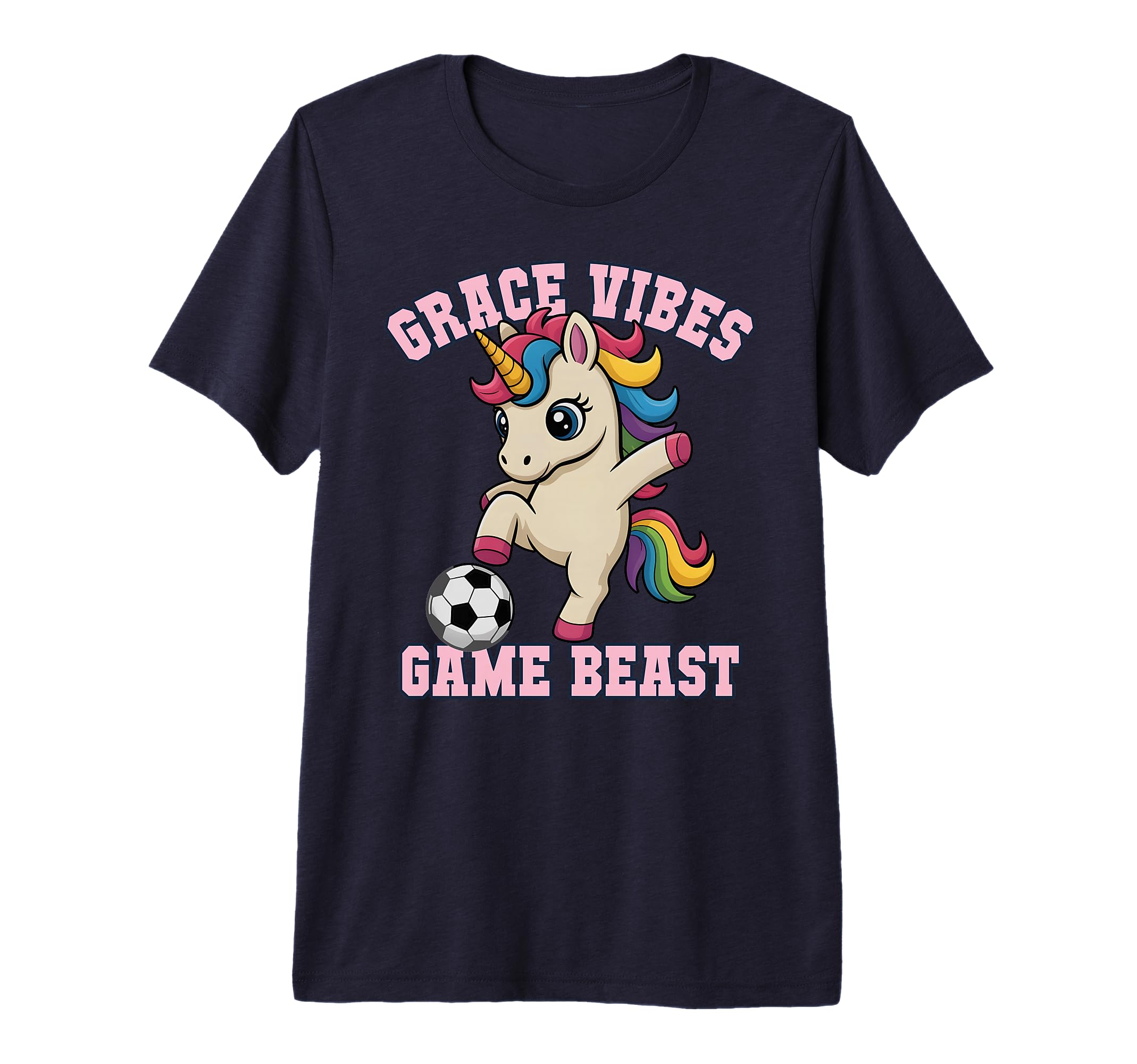 Grace Vibes Soccer Unicorn Just Who T-Shirt - Minimalist Print for Adults
