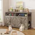 Cat Litter Box Enclosure for 2 Cats, 47" Hidden Litter Box Furniture Cat Washroom with Double Large Room, Farmhouse Indoor Litter Box Cabinet TV Stand, Grey