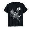 Funny Soccer Cat Kicking Ball Animal T-Shirt - Unique Graphic for Adults