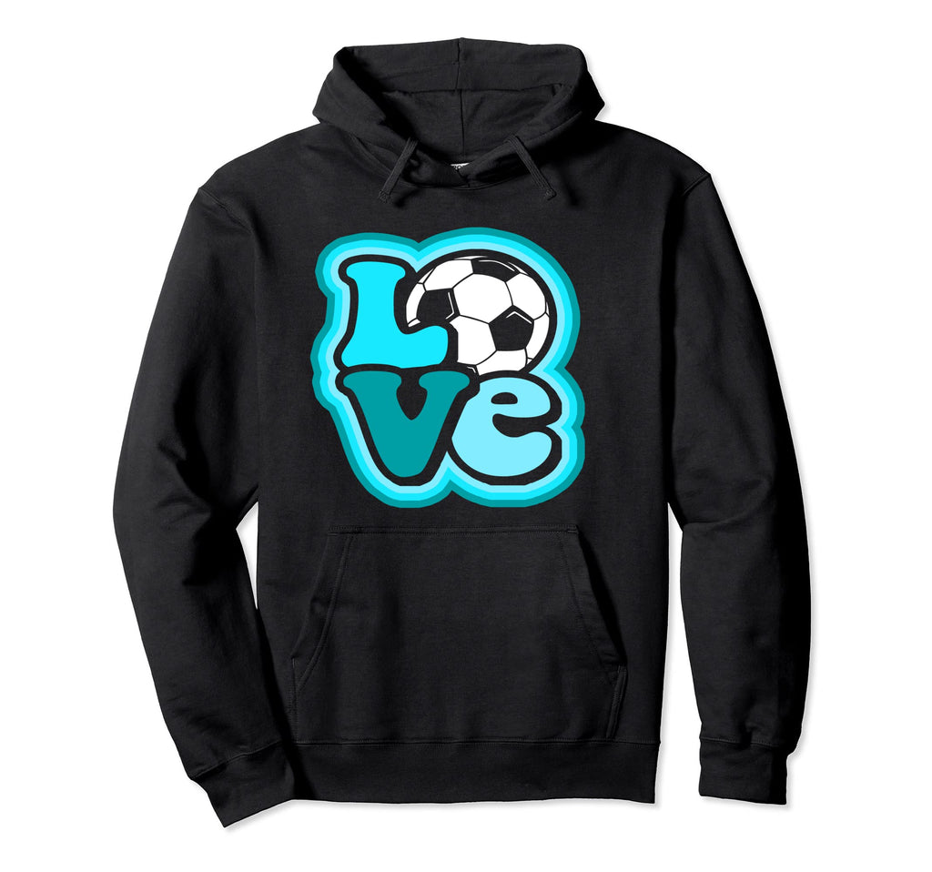 Soccer Love Teen Turquoise Blue Hoodie - Unique Graphic Unisex