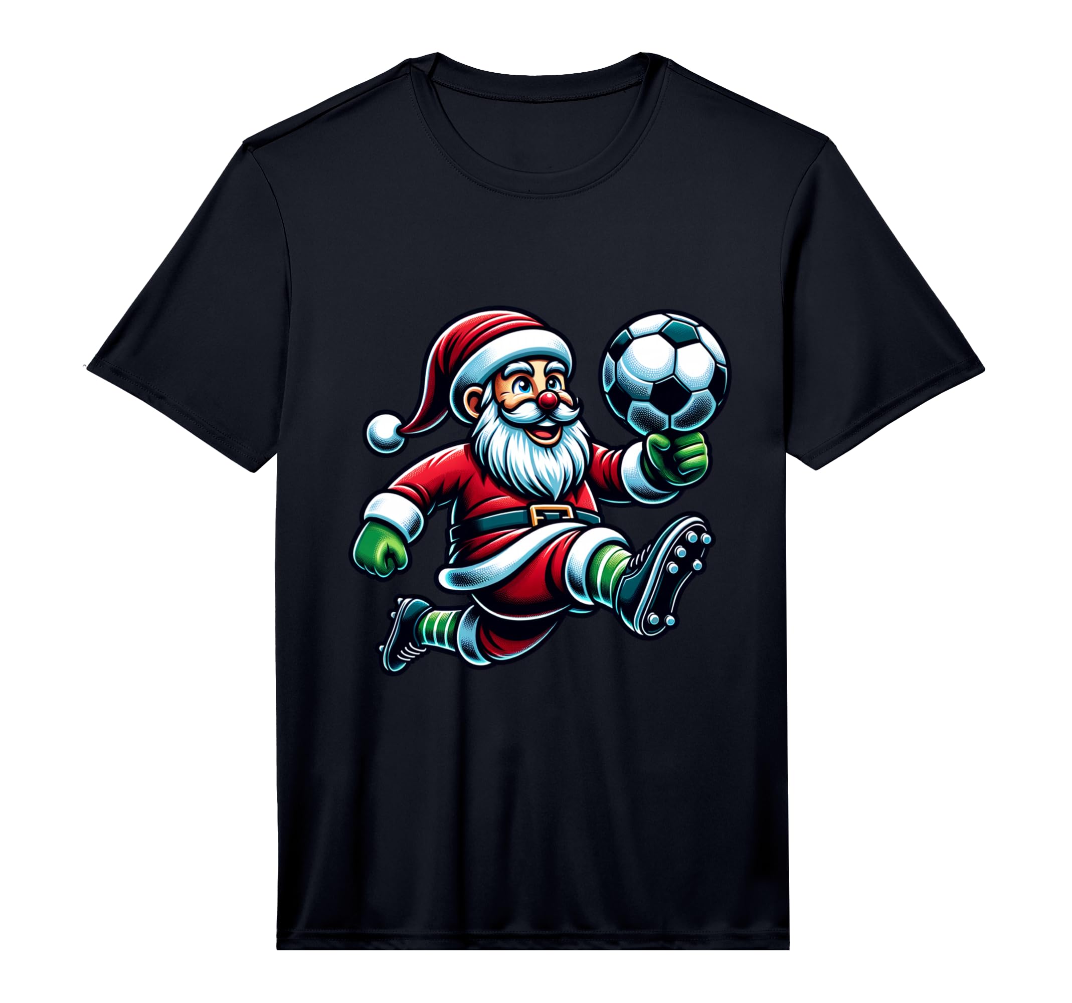 Soccer Santa Holiday Soccer Player T-Shirt - Casual Everyday Wear Unisex