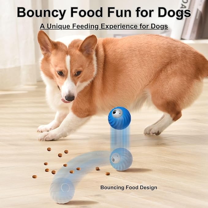 Zoomie Buddy 2.0, Zoomie Buddy for Dogs, 2 in 1 Smart Touch Interactive Dog Balls ＆ Pet Feeder, 2.83" Diameter, Suitable for Small/Medium Dogs, with Fruit Plush Cover (Blue+Orange, 3*Mix)