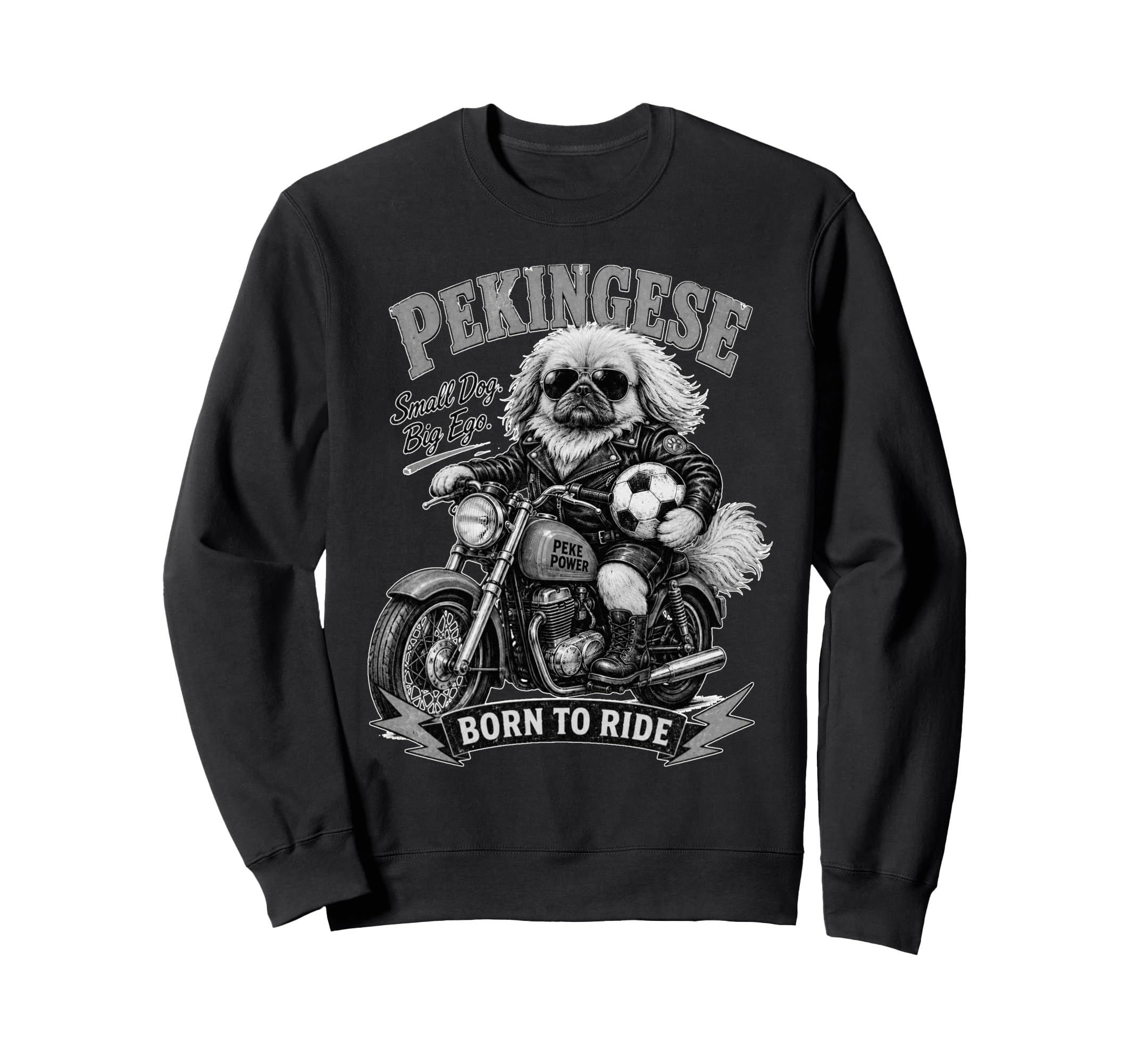 Pekingese Motorbike Love Footbal Sweatshirt - Fun Novelty Design Unisex
