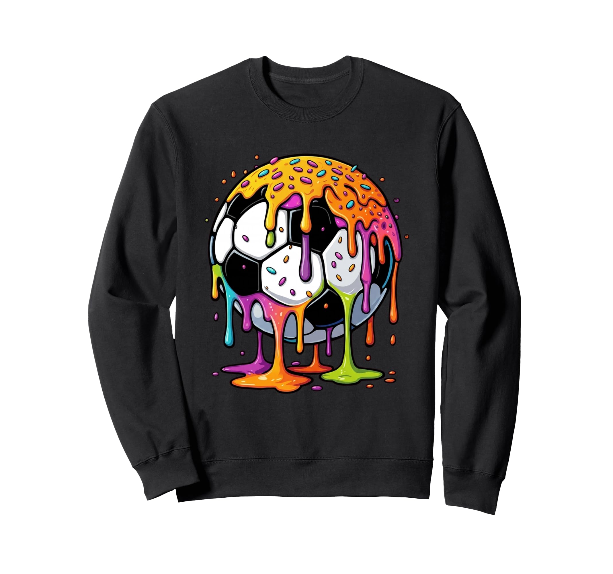 Melting Soccer Ball Rainbow Sweatshirt - Casual Everyday Wear for Adults