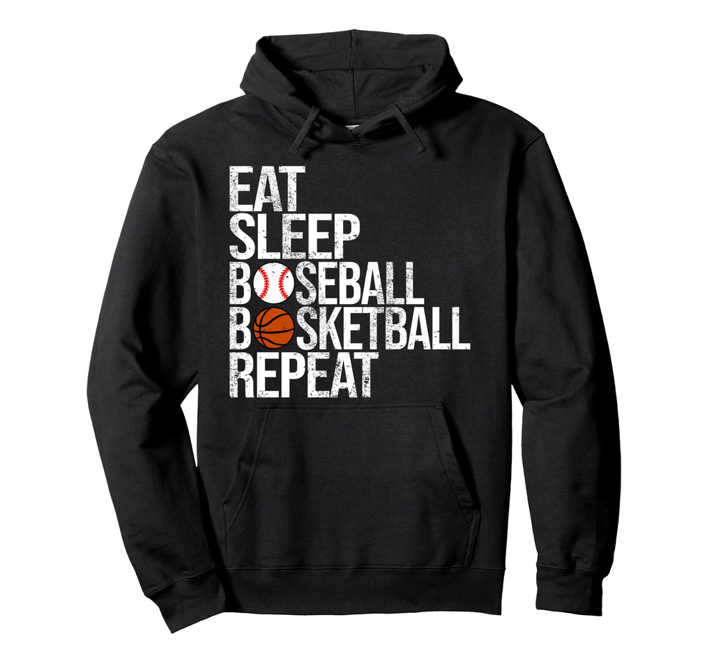 Eat Sleep Baseball Basketball Repeat Hoodie - Unique Graphic for Adults