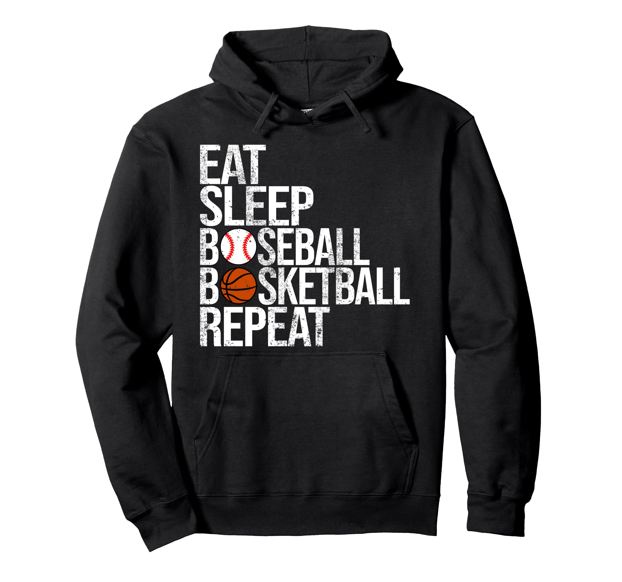 Eat Sleep Baseball Basketball Repeat Hoodie - Unique Graphic for Adults