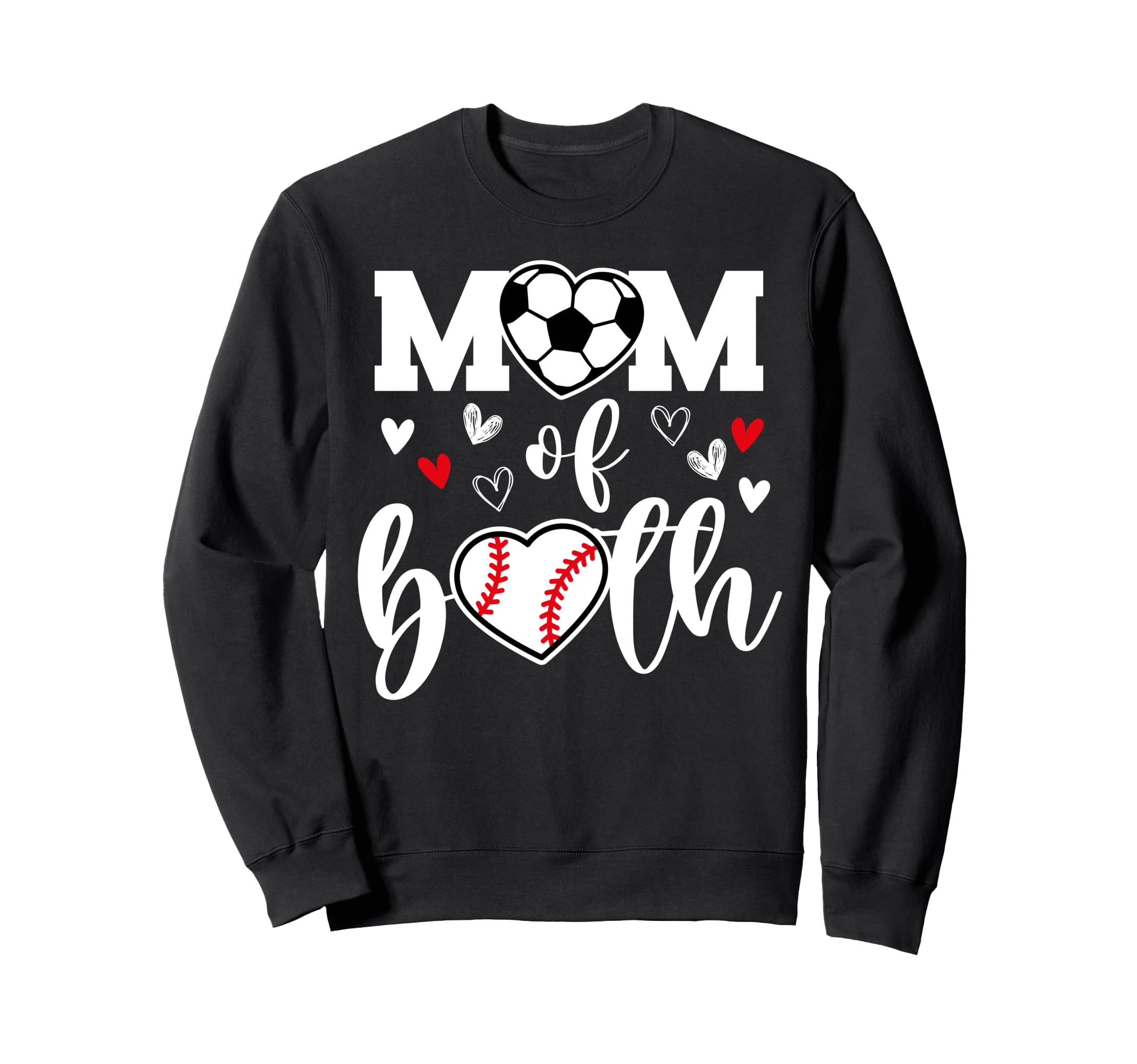 Mom Both Heart Soccer Baseball Sweatshirt - Aesthetic Graphic for Adults