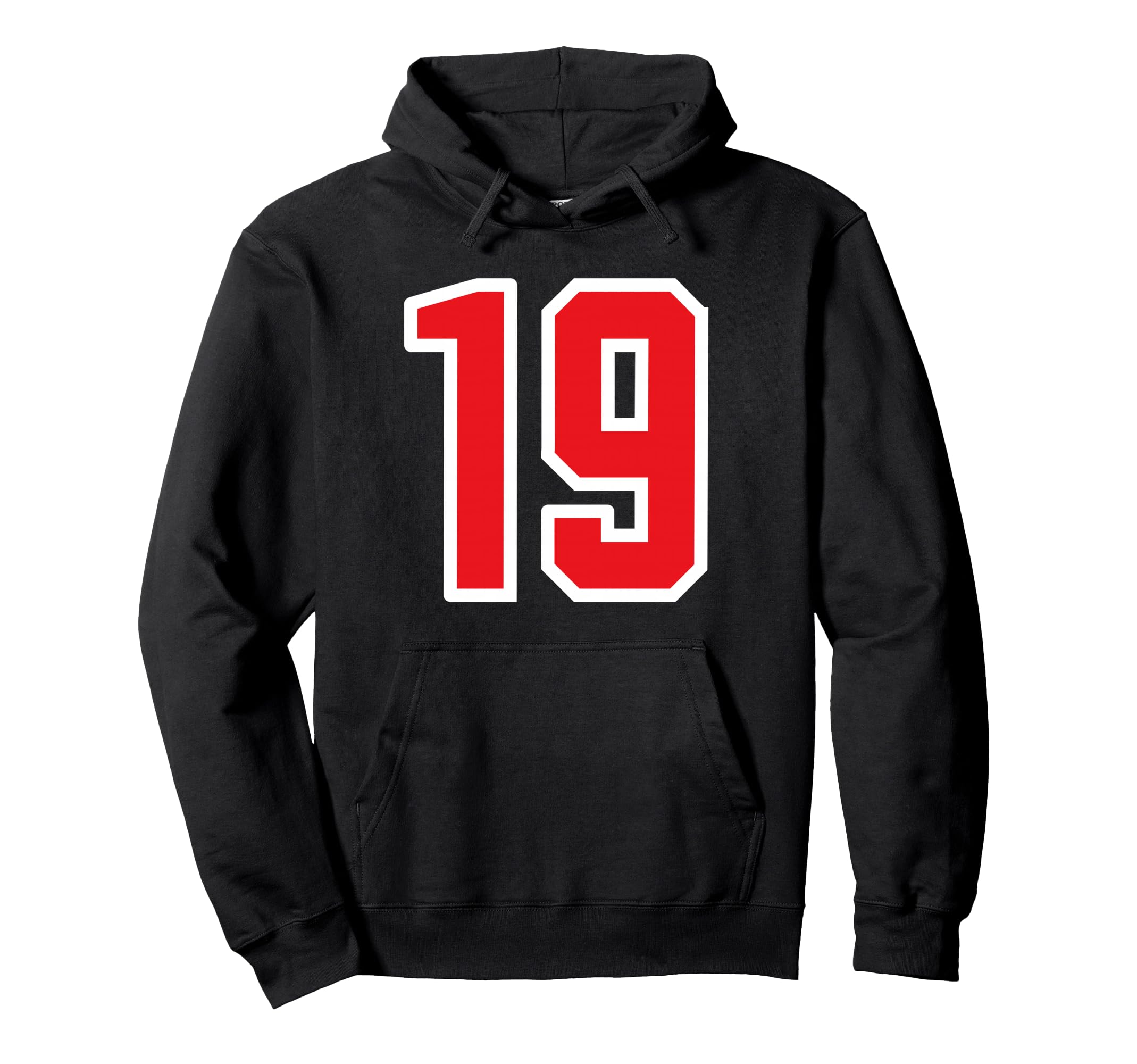 White Red Sport Team Number 19 Hoodie - Casual Everyday Wear Men Women