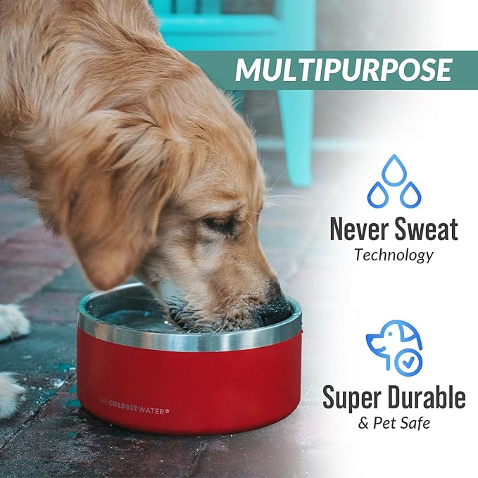 Coldest Dog Bowl - Anti Rust Metal, Non Slip, 3 Layers Insulated Stainless Steel Dog Bowls - Spill Proof & Heavy Duty - Water Bowl for Dogs, Cats & Pets, Dish Washer Safe (100 oz, Celestial Blue)