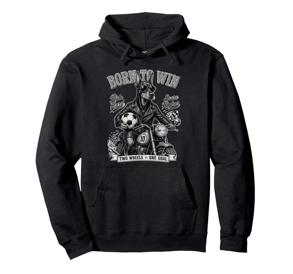 Doberman Pinscher Ride Motorbike Love Hoodie - Graphic Print for Adults
