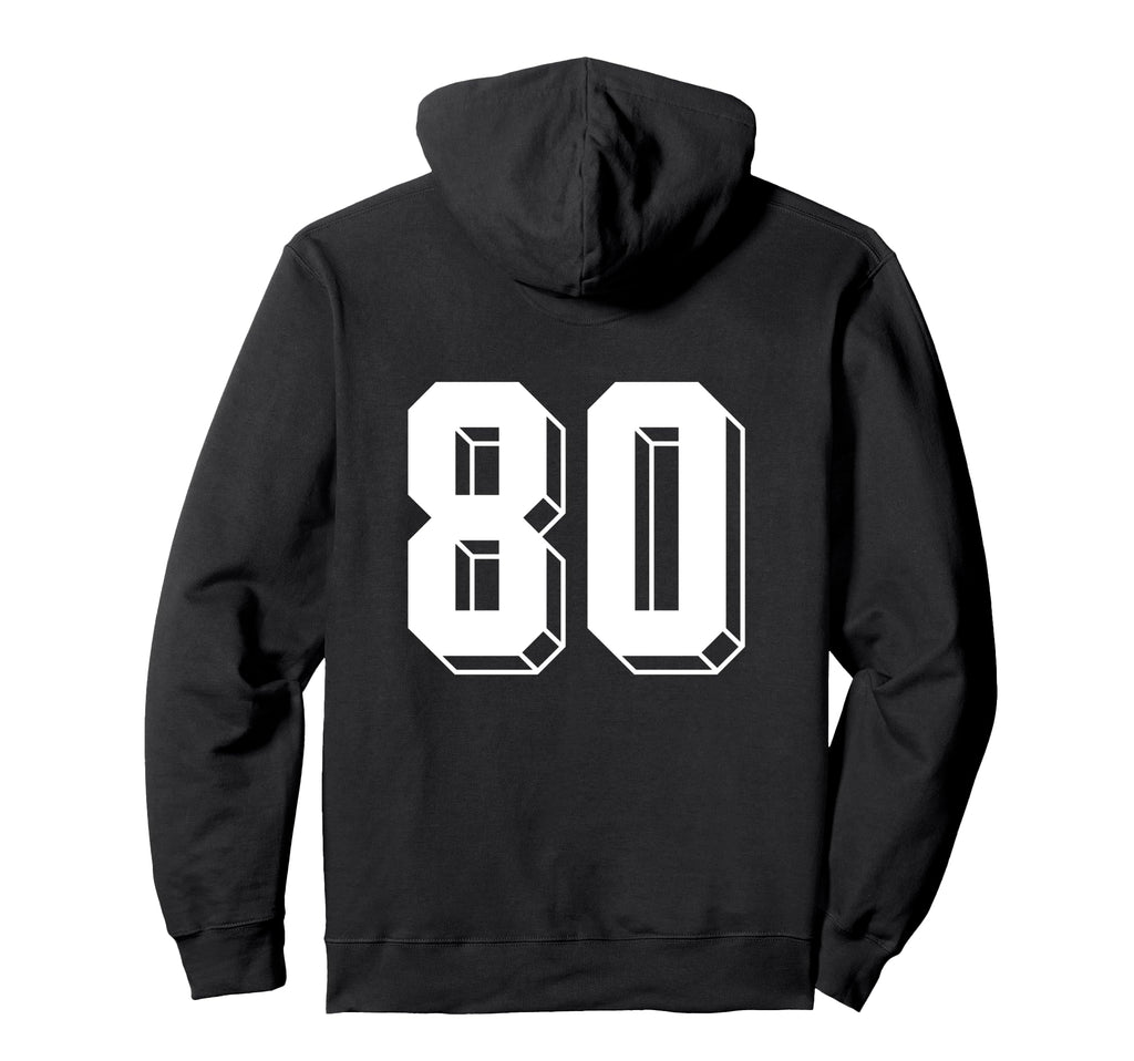 Number 80 Backside 80S 90S Team Hoodie - Minimalist Print for Adults