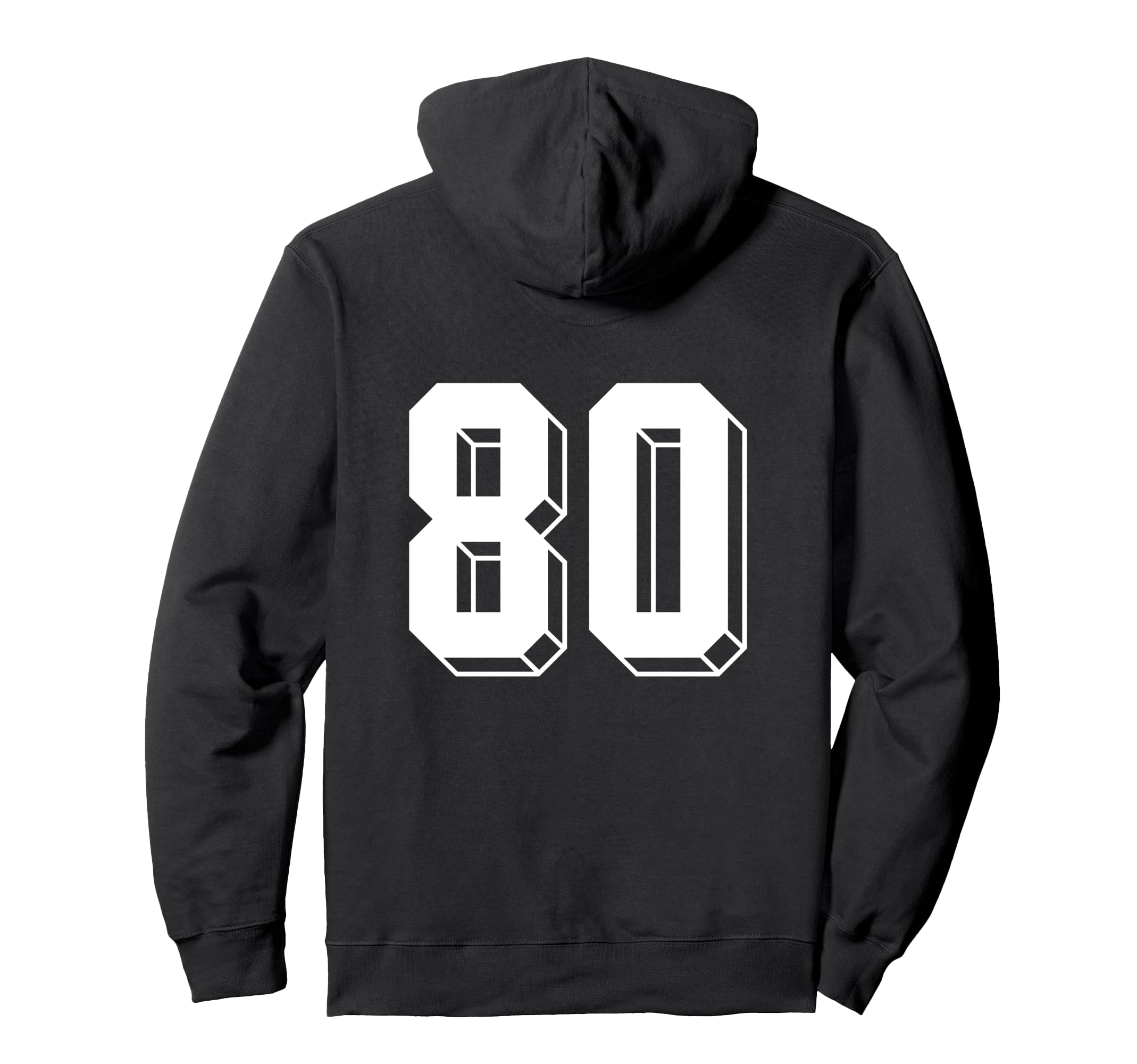 Number 80 Backside 80S 90S Team Hoodie - Minimalist Print for Adults
