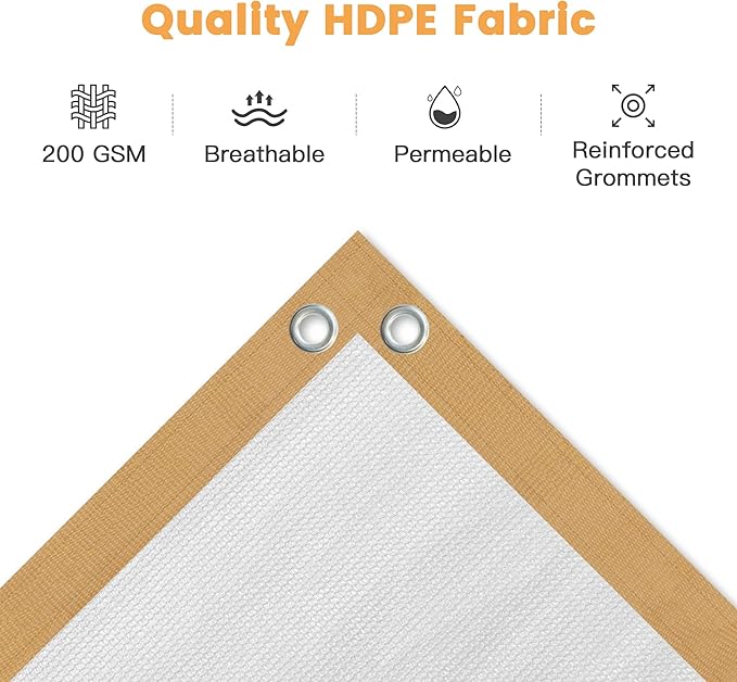 VICLLAX Shade Fabric Sun Shade Cloth with Every 2 FT Grommets for Patio Garden Pergola Cover Canopy 3x7 FT, Cream