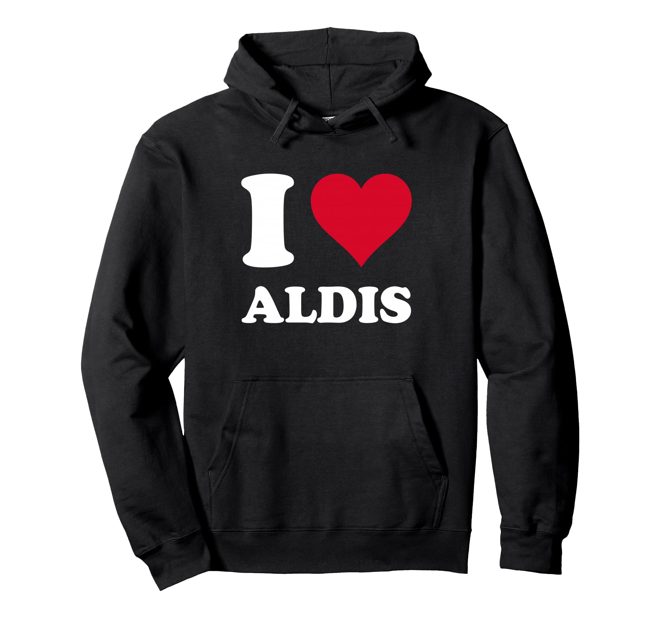 Red Heart I Love Aldis Hoodie - Casual Everyday Wear for Adults