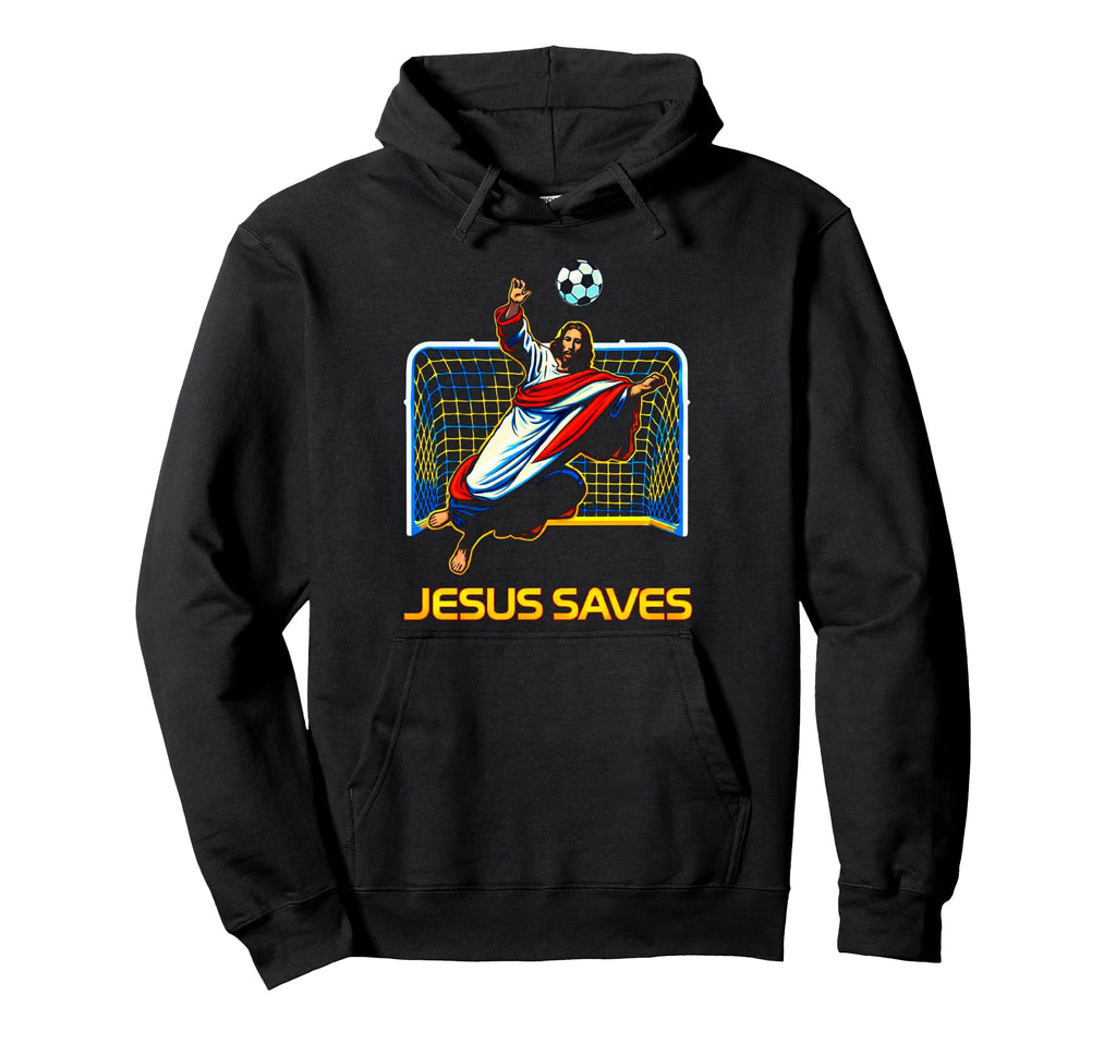 Jesus Saves Soccer Goalie Christian Faith Hoodie - Trendy Graphic Unisex