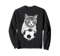 Funny Soccer Cat Meme White Sweatshirt - Casual Everyday Wear Men Women