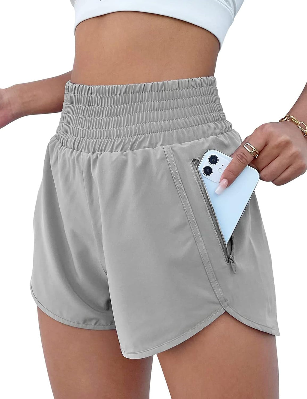 BMJL Women's Athletic Shorts High Waisted Running Short Pocket 2.5" Sporty Shorts Gym Workout Shorts