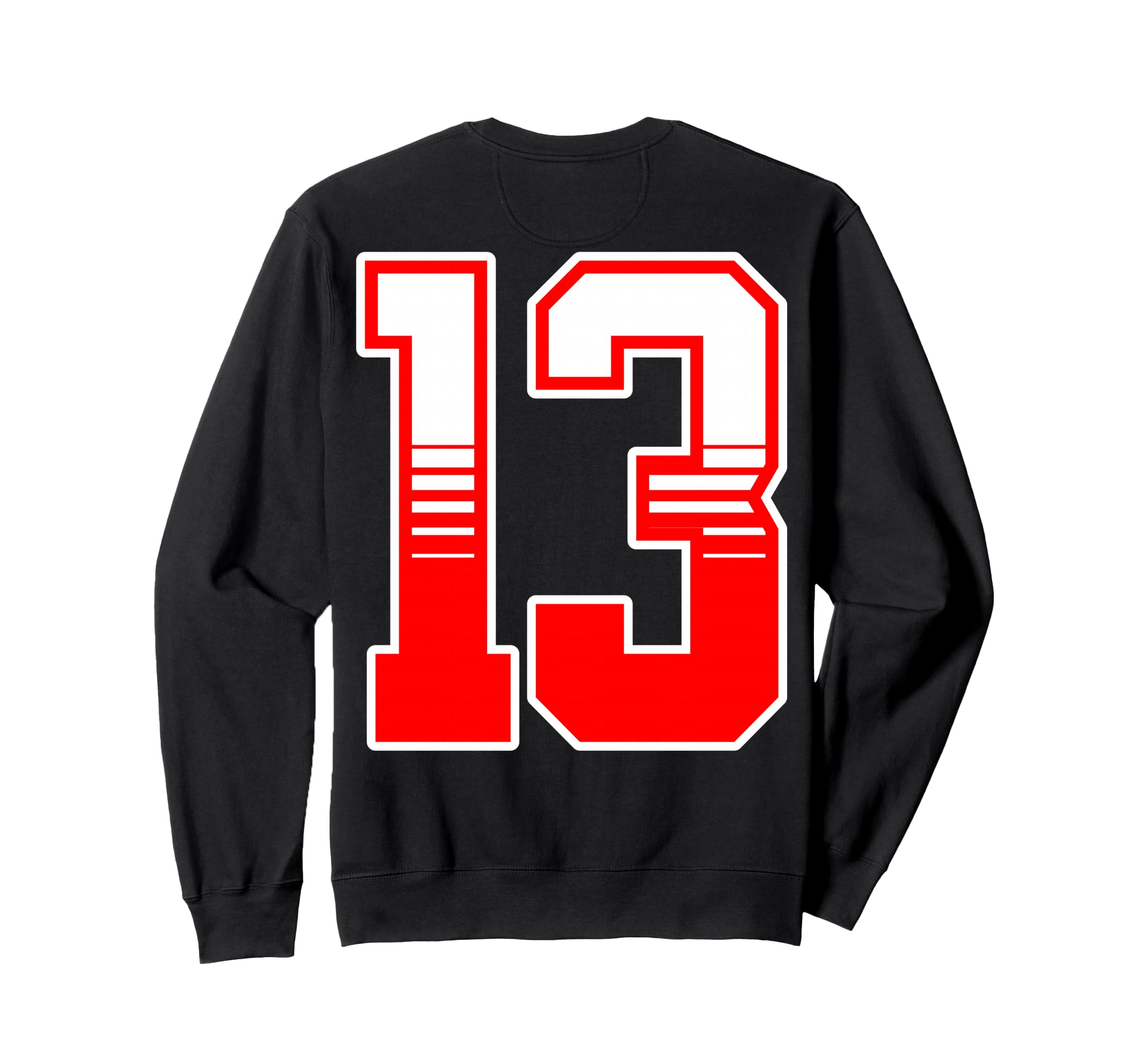 White Red Sport Team Number 13 Sweatshirt - Graphic Print for Adults