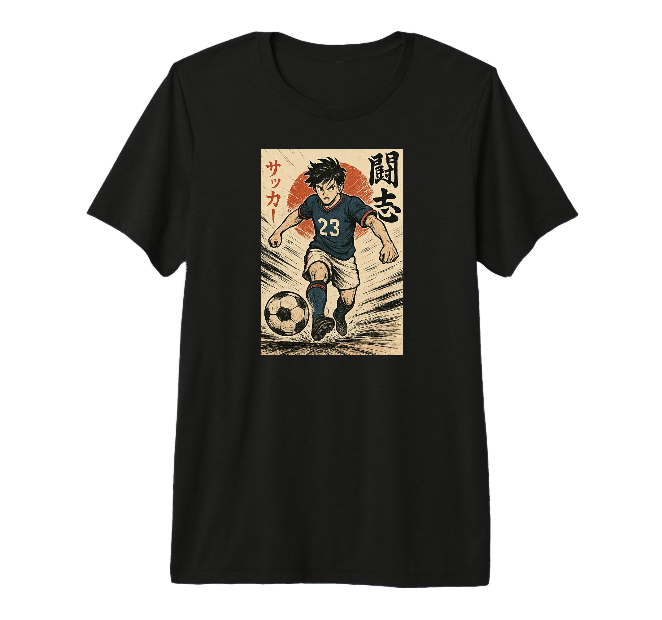 Manga Soccer Striker Football Player T-Shirt - Novelty Apparel for Adults