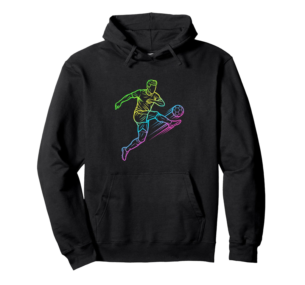 Soccer Player Volley Kick Colorful Hoodie - Casual Everyday Wear Men Women
