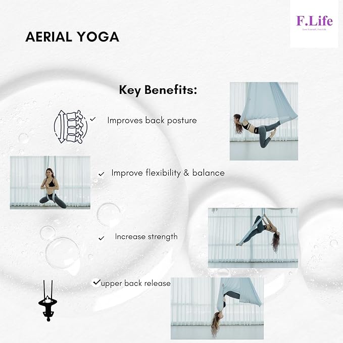 F.Life Aerial Silk Yoga Hammock & Swing for yoga Inversion,Strength training,starter hardware kit