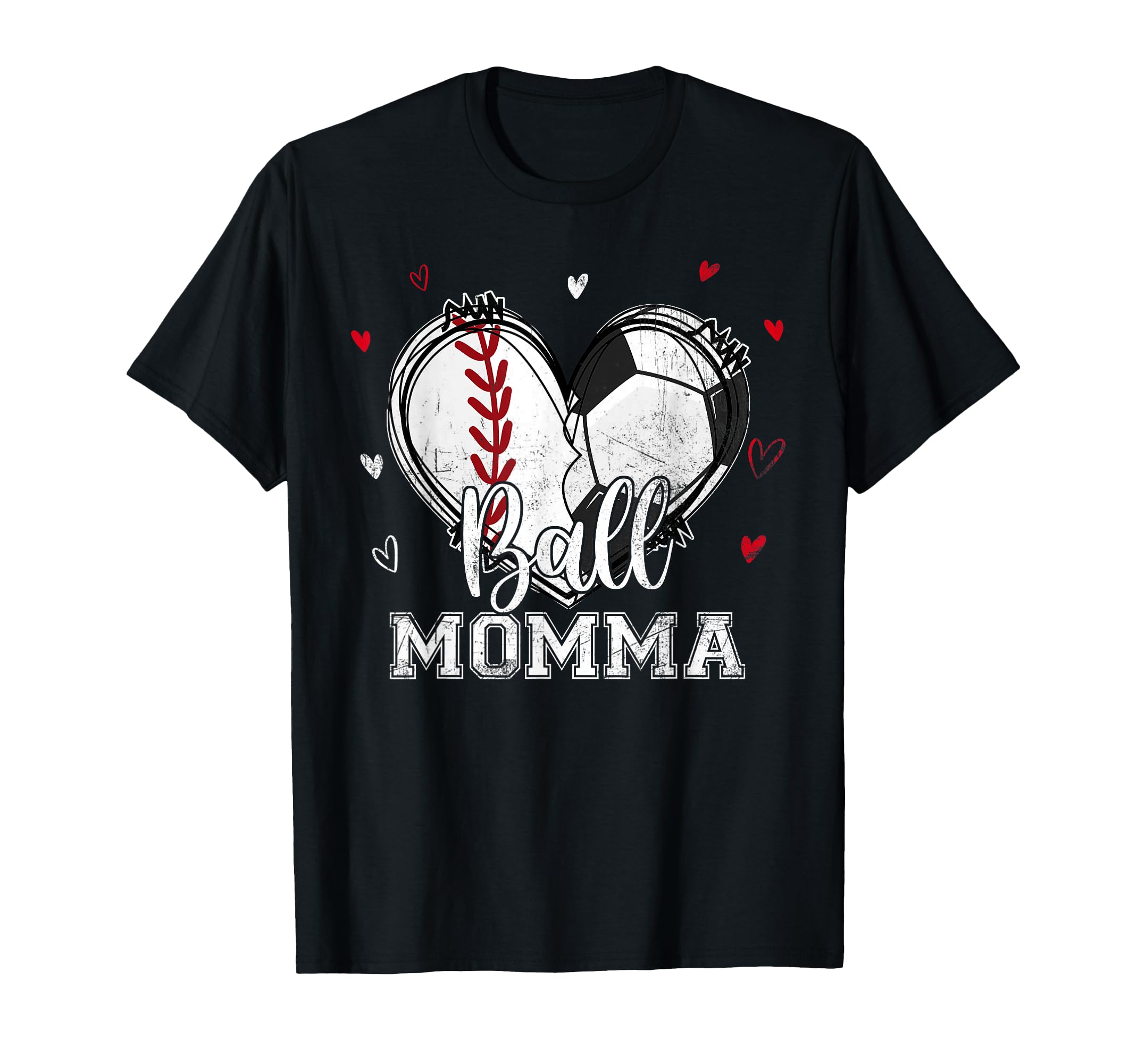 Ball Momma Baseball Soccer Heart Nana T-Shirt - Fun Novelty Design Unisex