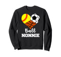 Ball Nonnie Heart Funny Softball Sweatshirt - Aesthetic Graphic Unisex
