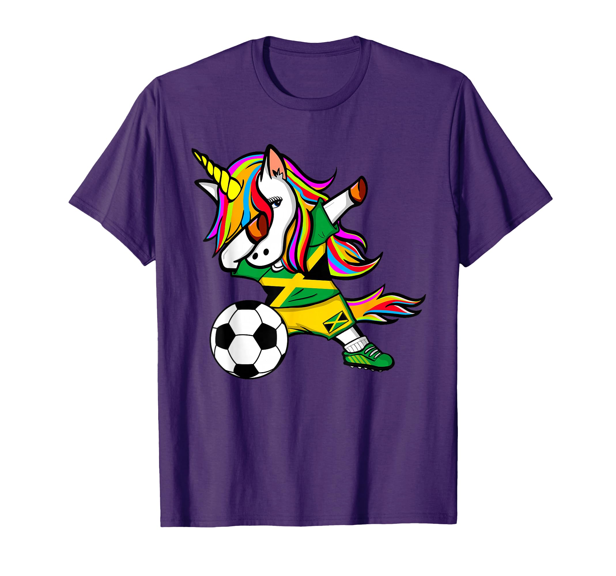 Dabbing Unicorn Jamaica Soccer Jersey T-Shirt - Trendy Graphic for Adults