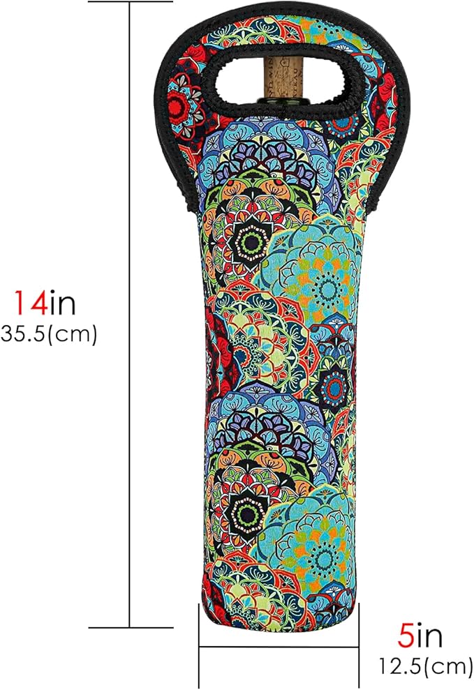 Wine Bag, Wine Carrier Tote Bag, Wine Bottle Protector, Insulated Neoprene Hand Bag, Wine Bags for Wine Bottles Gifts, Wine Bottle Holder for Travel with Secure Carry Handle (2 Pack)