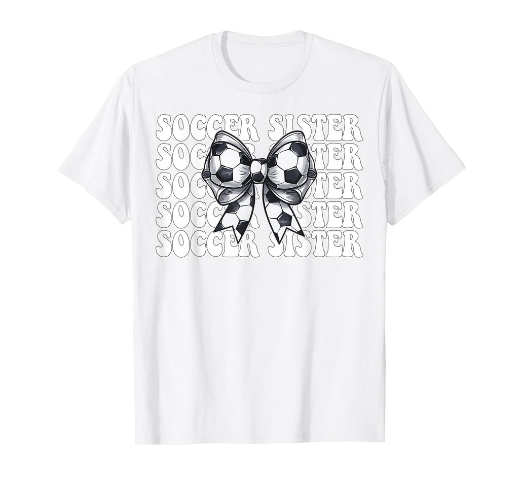 Soccer Sister Soccer Coquette Bow T-Shirt - Fun Novelty Design Unisex