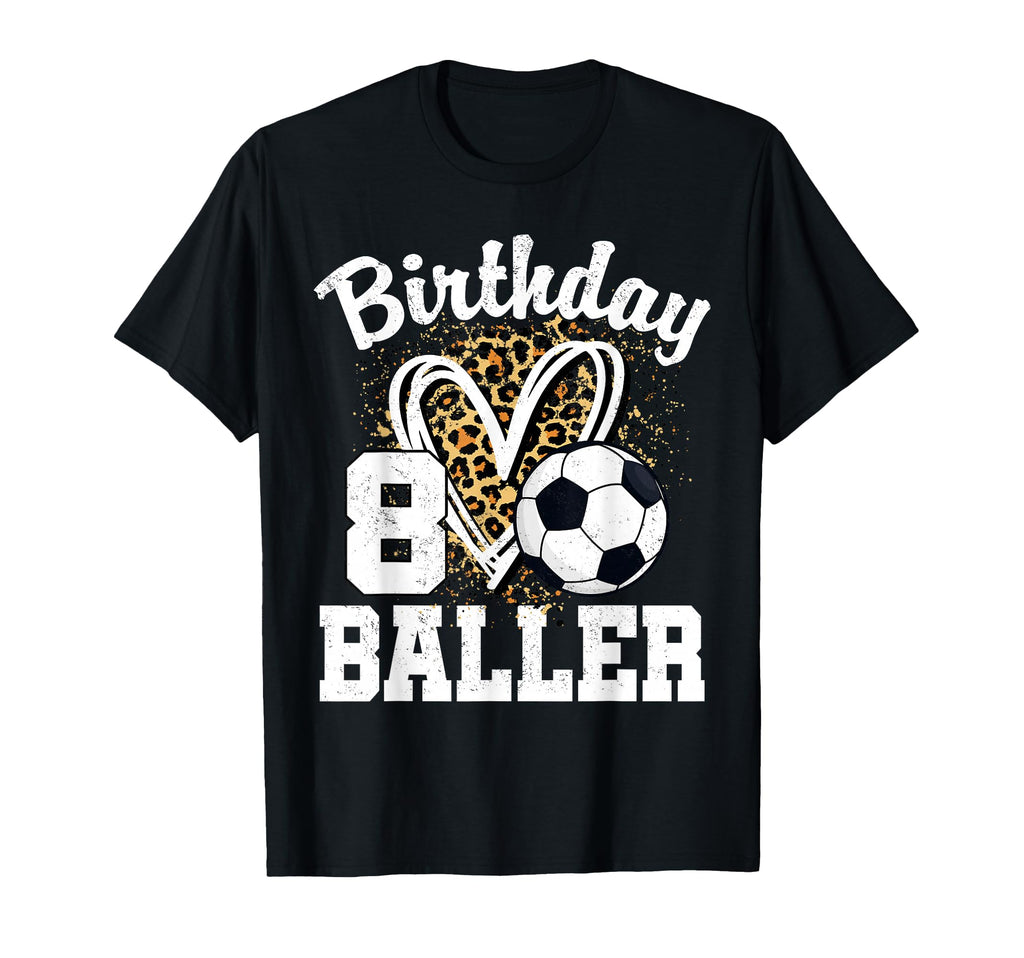 8 Year Old Birthday Soccer Leopard T-Shirt - Graphic Print for Adults