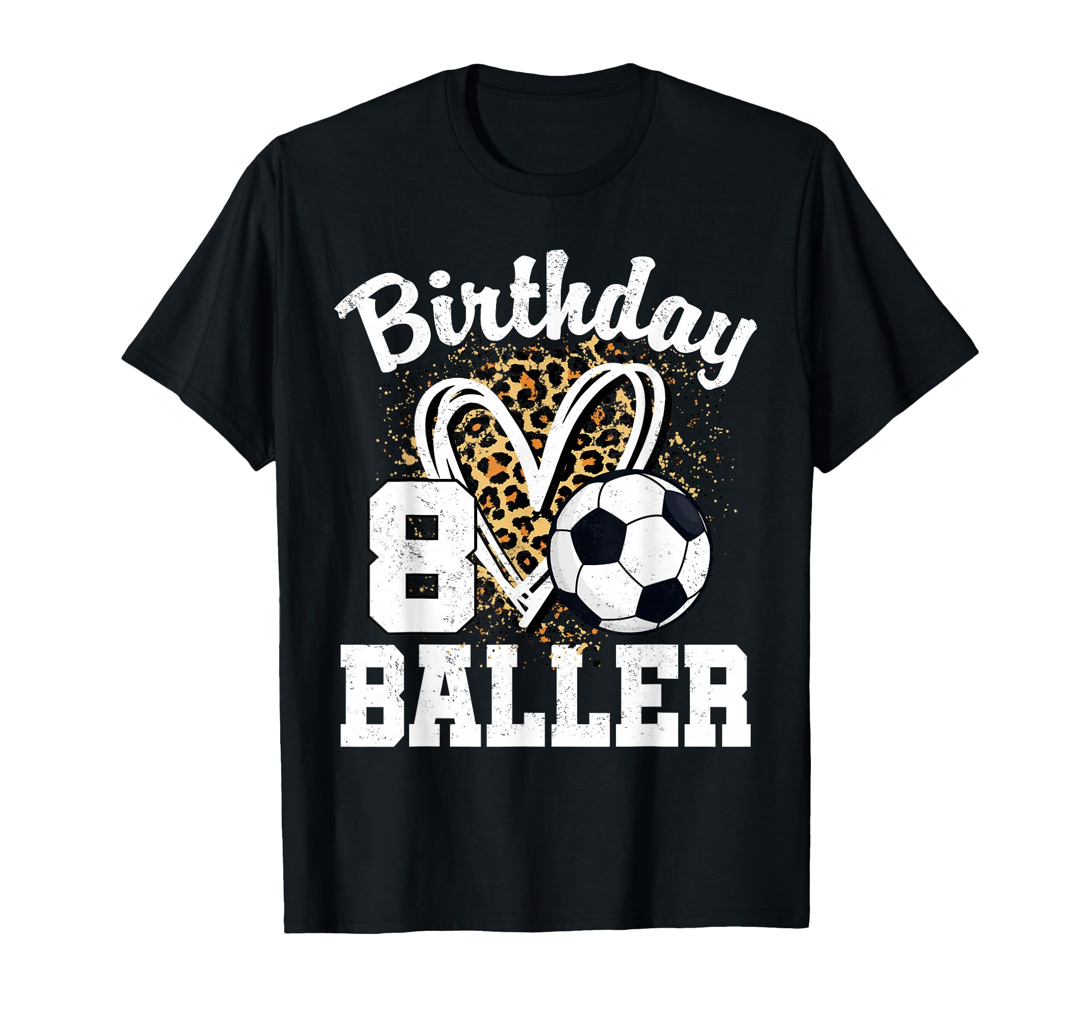8 Year Old Birthday Soccer Leopard T-Shirt - Graphic Print for Adults
