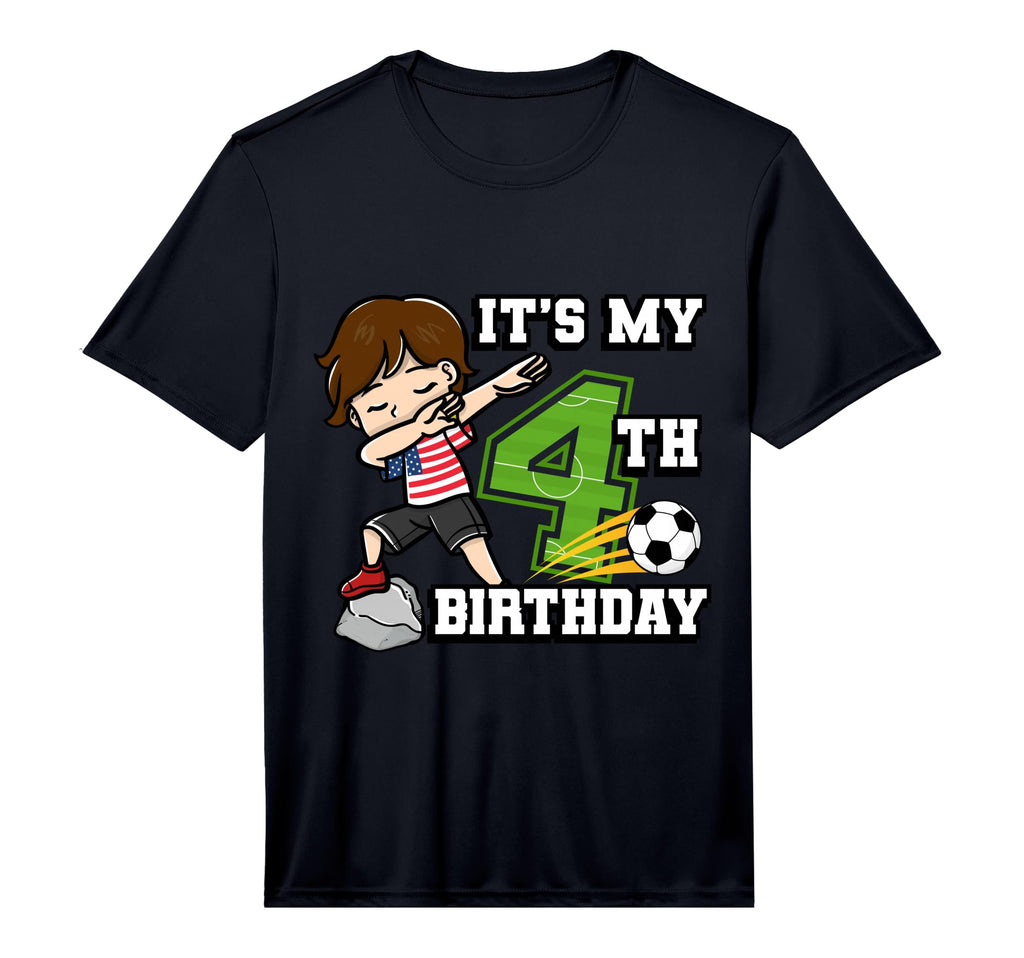 Soccer Its My 4Th Birthday American Flag T-Shirt - Streetwear Style Unisex