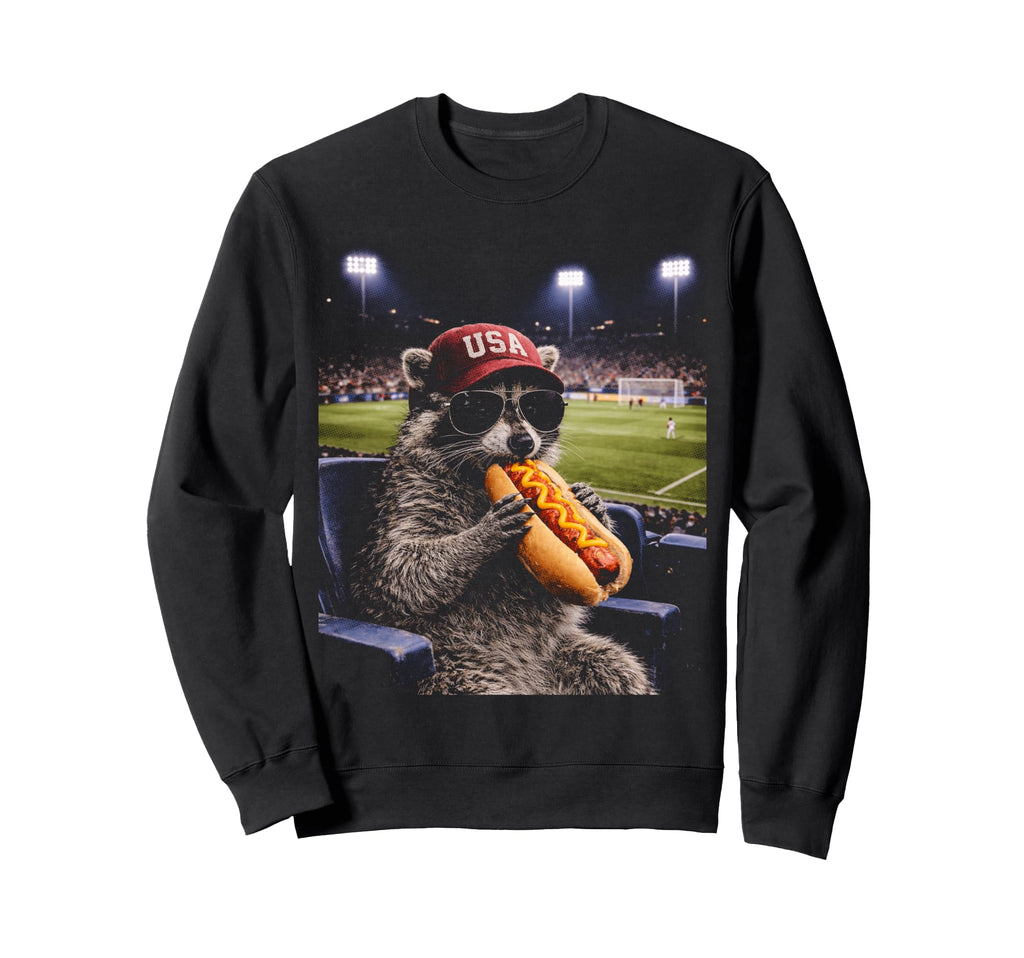 Funny Patriotic Raccoon Eating Hot Sweatshirt - Minimalist Print Men Women