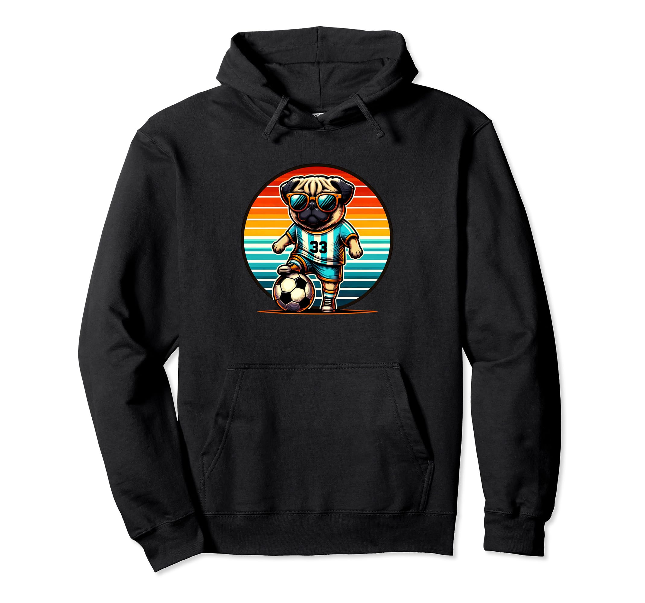Pug Soccer Player Champion Fan Hoodie - Casual Everyday Wear for Adults